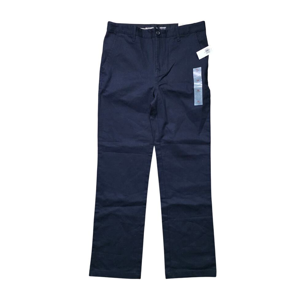 Old Navy Boys Straight Fit Uniform Pants Size 14 Navy Blue Flat Front NWT